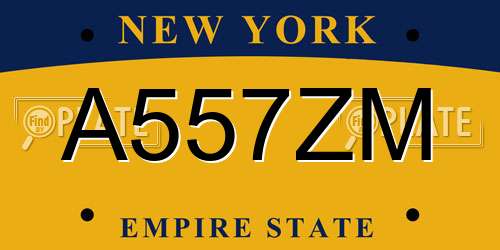 A557ZM New York License Plate