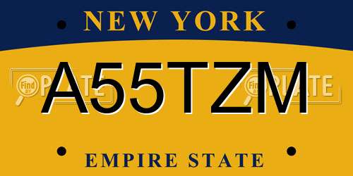 A55TZM New York License Plate