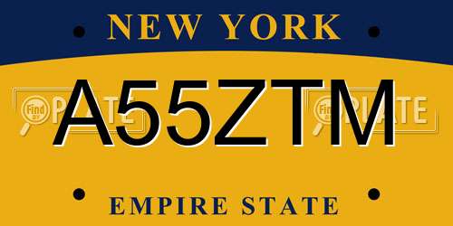 A55ZTM New York License Plate