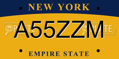 A55ZZM New York License Plate