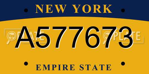 A577673 New York License Plate