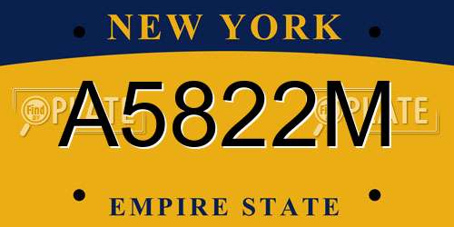 A5822M New York License Plate