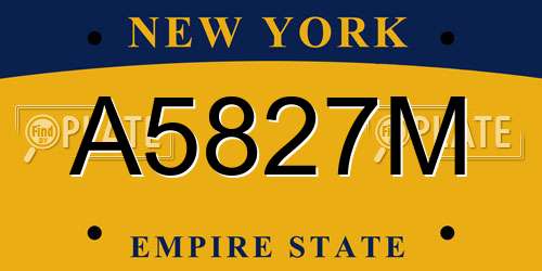 A5827M New York License Plate