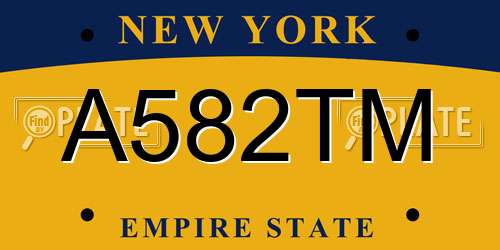 A582TM New York License Plate