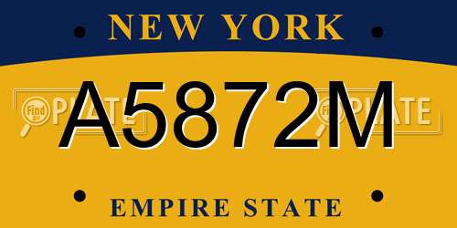A5872M New York License Plate