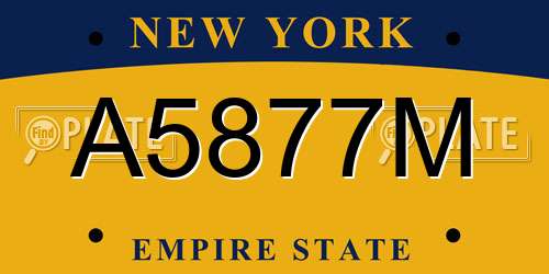 A5877M New York License Plate