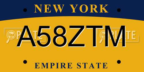 A58ZTM New York License Plate
