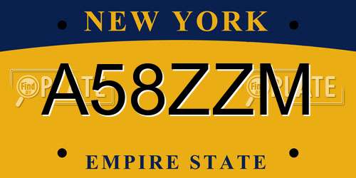 A58ZZM New York License Plate