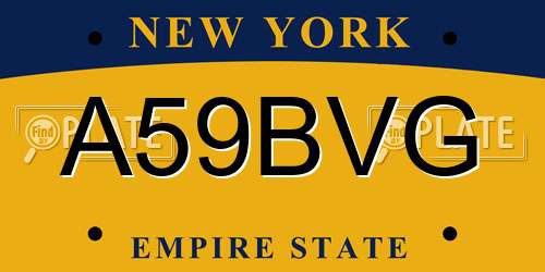 A59BVG New York License Plate