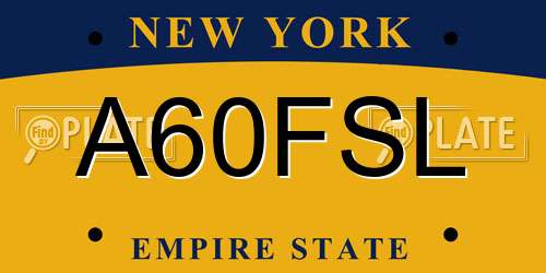 A60FSL New York License Plate