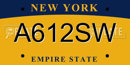 A612SW New York License Plate