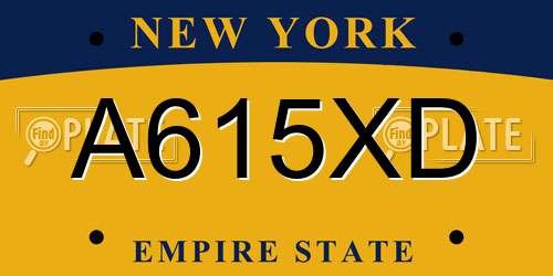 A615XD New York License Plate