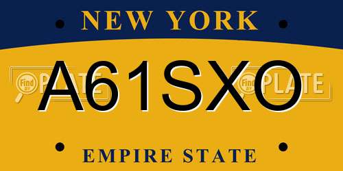 A61SXO New York License Plate