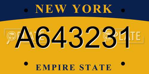A643231 New York License Plate