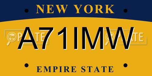A71IMW New York License Plate