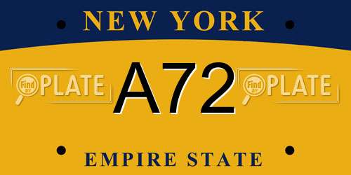A72 New York License Plate