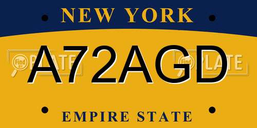 A72AGD New York License Plate