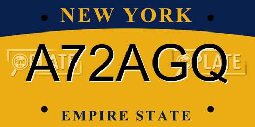 A72AGQ New York License Plate