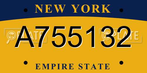 A755132 New York License Plate