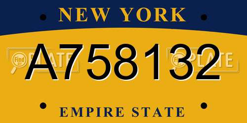 A758132 New York License Plate