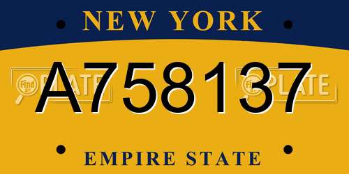 A758137 New York License Plate
