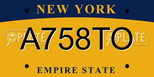 A758TO New York License Plate