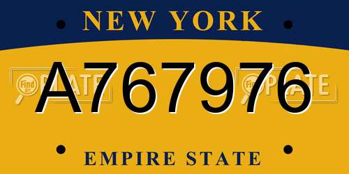A767976 New York License Plate