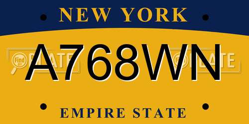 A768WN New York License Plate