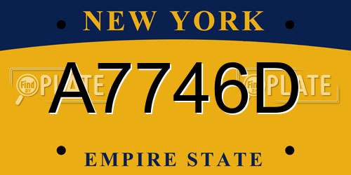A7746D New York License Plate