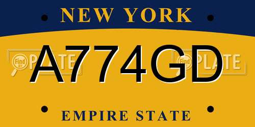 A774GD New York License Plate