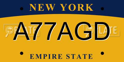 A77AGD New York License Plate