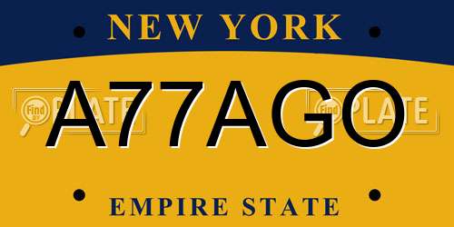 A77AGO New York License Plate