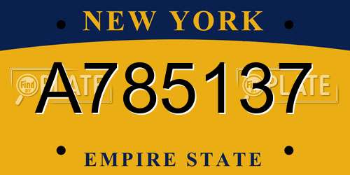 A785137 New York License Plate