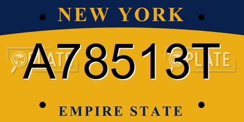 A78513T New York License Plate