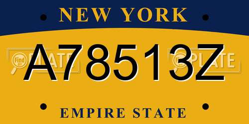 A78513Z New York License Plate