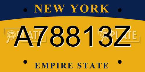 A78813Z New York License Plate