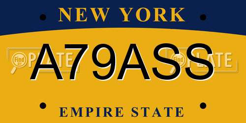 A79ASS New York License Plate