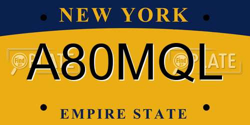 A80MQL New York License Plate