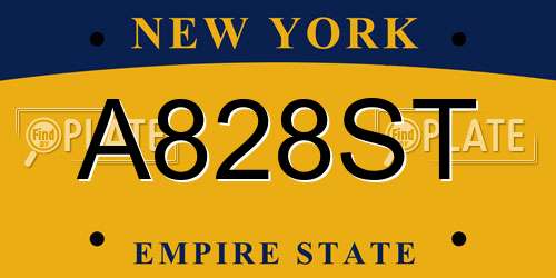 A828ST New York License Plate
