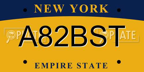 A82BST New York License Plate
