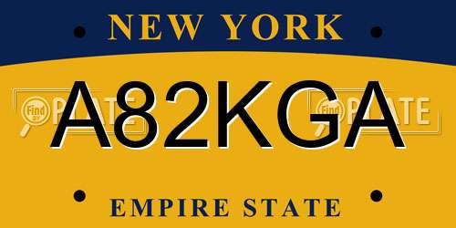 A82KGA New York License Plate