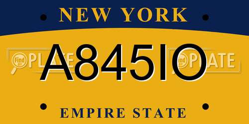 A845IO New York License Plate