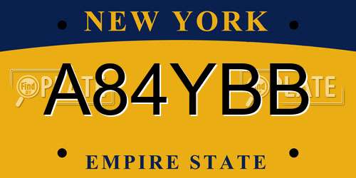 A84YBB New York License Plate