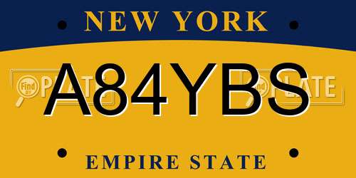 A84YBS New York License Plate