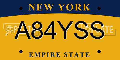 A84YSS New York License Plate