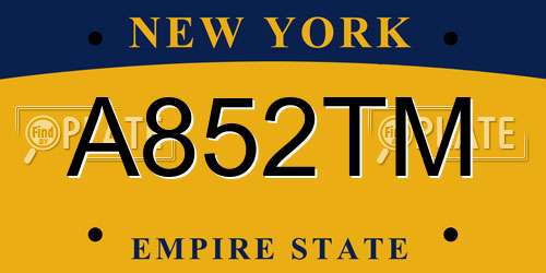 A852TM New York License Plate
