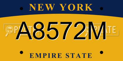 A8572M New York License Plate