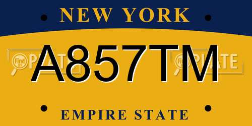 A857TM New York License Plate