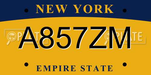 A857ZM New York License Plate