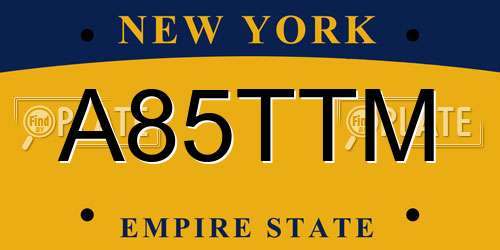 A85TTM New York License Plate